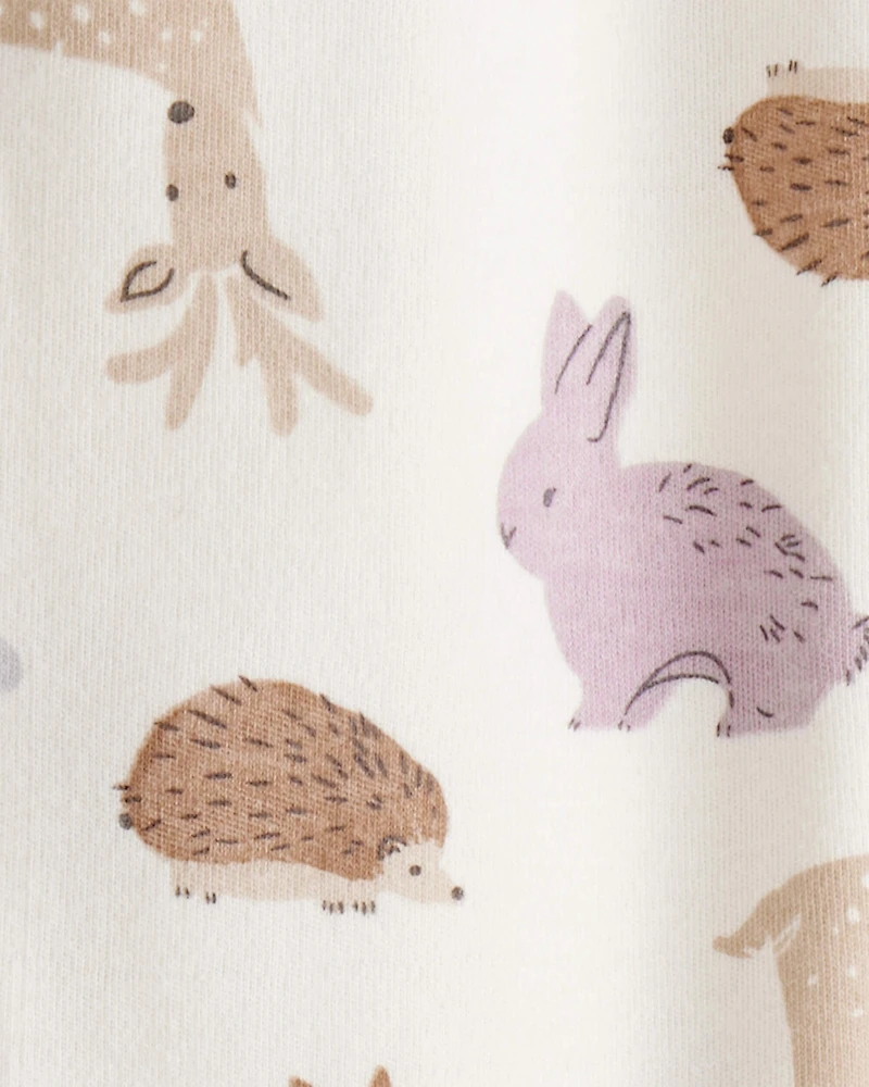 Baby Girl Fox Print 100% Cotton Long-Sleeve Sleep & Play Pajamas - Ivory