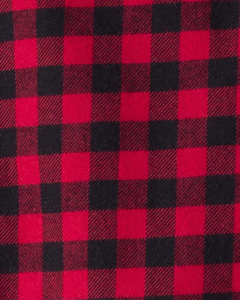 Baby Boy Plaid Cotton Long-Sleeve Button-Down Fashion Bodysuit - Red
