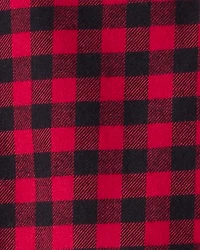 Baby Boy Plaid Cotton Long-Sleeve Button-Down Fashion Bodysuit - Red