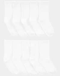 Girls 10-Pack Scallop Crew Socks