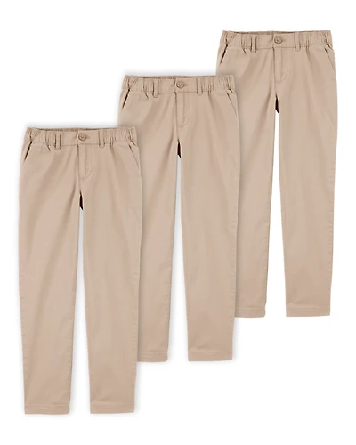 Kid 3-Pack Stretch Chino Uniform Pants - Khaki