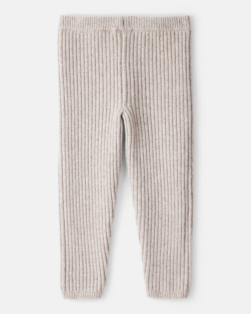 Toddler Girl Ribbed Sweater Knit Pants - Cream