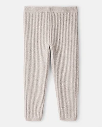 Toddler Girl Ribbed Sweater Knit Pants - Cream