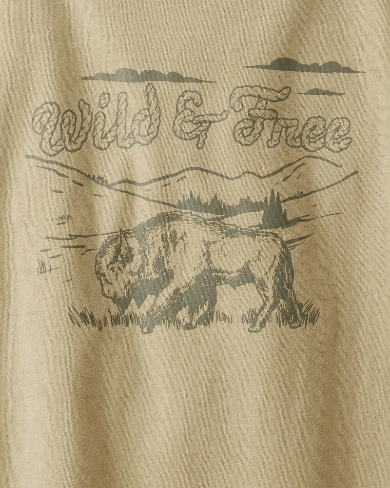 Boys Wild And Free Long-Sleeve Graphic Tee - Brown