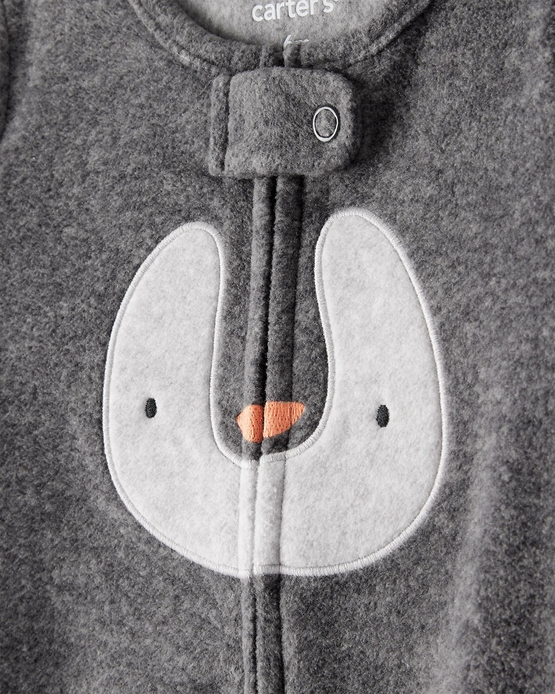 Baby Penguin Loose Fit Sleep & Play Pajamas - Grey