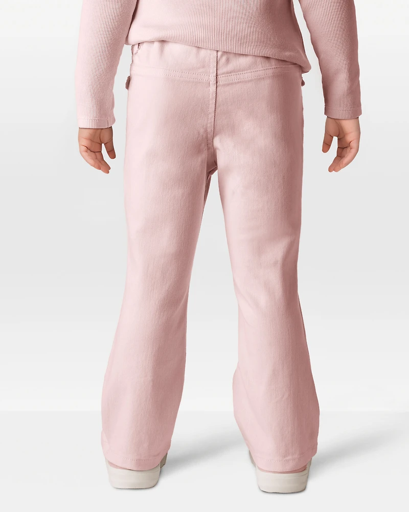Toddler Girl Cotton Flare Pants - Pink