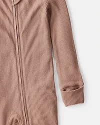 Baby Solid PurelySoft Long-Sleeve 2-Way Zip Sleep & Play Pajamas - Brown