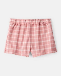Baby Girl Plaid Print Knit Skort - Pink