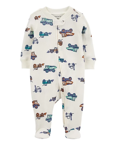 Baby Car 2-Way Zip Waffle Knit Sleep & Play Pajamas