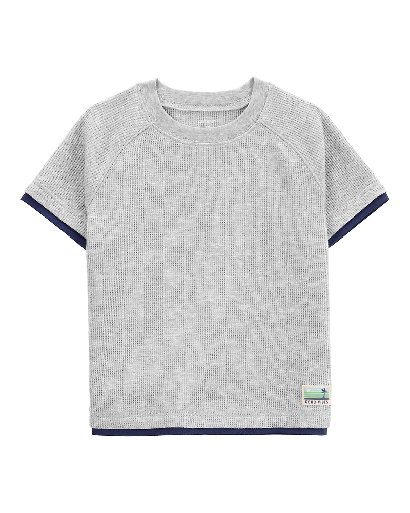 Toddler Short-Sleeve Waffle Knit Tee - Grey
