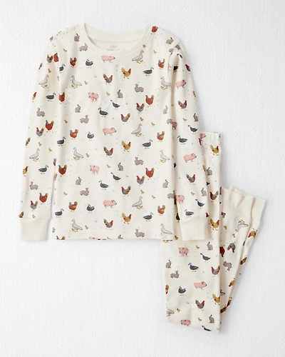 Kid Organic Cotton Pajamas Farm Friends Print