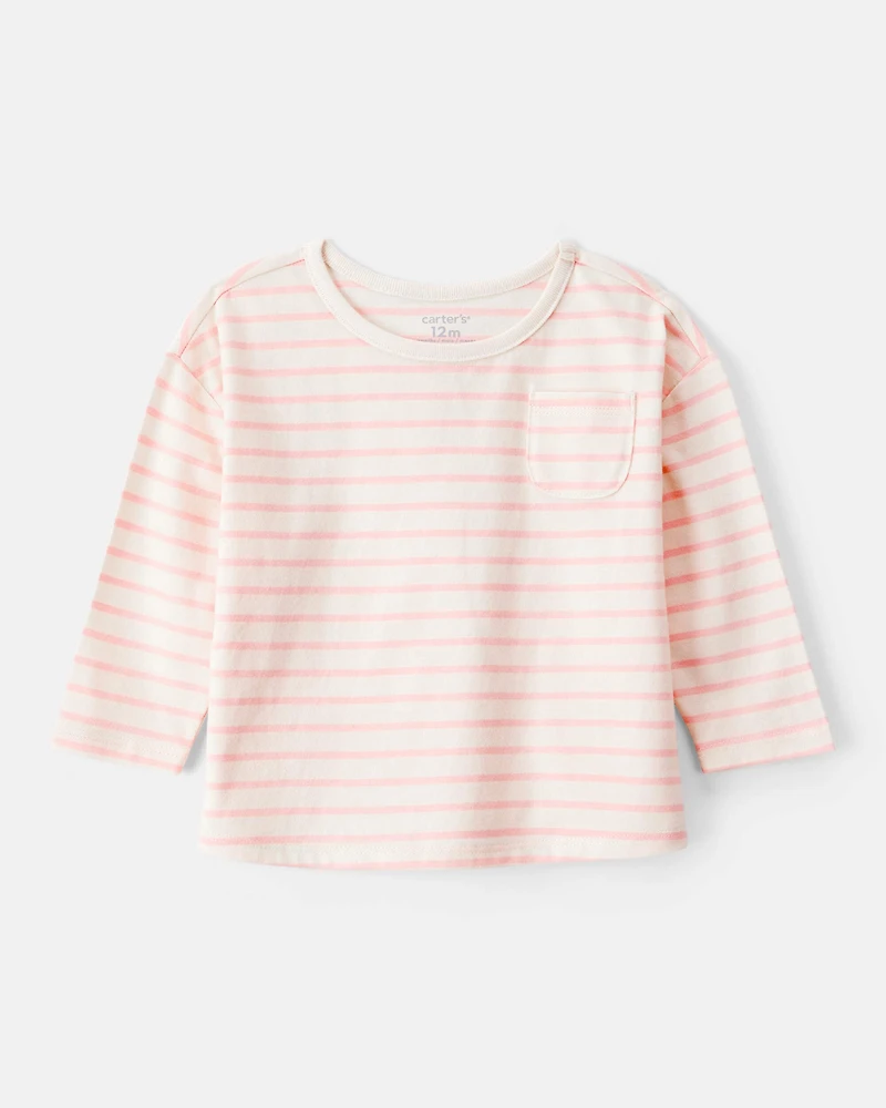Baby Girl Striped Long-Sleeve Top - Pink