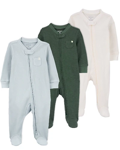 Baby -Pack Thermal Textured Sleep & Play Pajamas