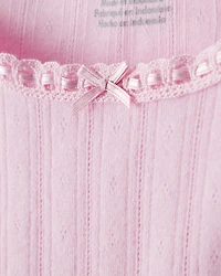 Girls Pointelle Long-Sleeve Top - Pink