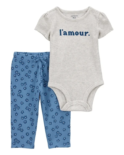 Baby 2-Piece L'Amour Short-Sleeve Bodysuit Pant Set