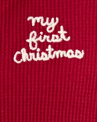 Baby My First Christmas Holiday Red Cotton Sleep & Play Pajamas - Red