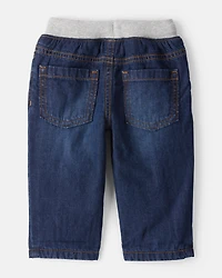 Baby Boy Lined Dark Wash Straight Jeans