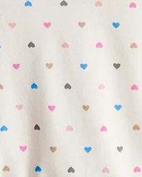 Baby Girl Heart Print Long-Sleeve Peplum Top - Cream