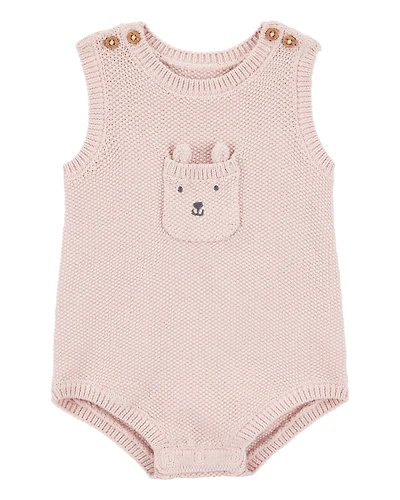 Baby Solid Cotton Romper - Pink