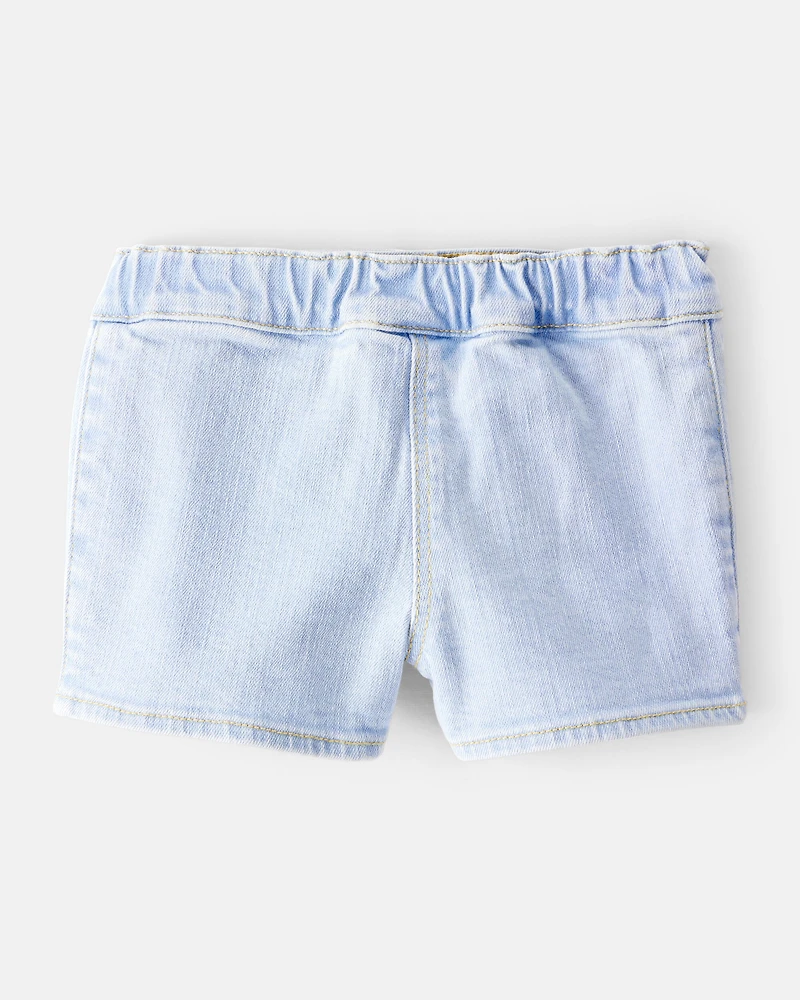 Baby Girl Embroidered Denim Skort - Blue
