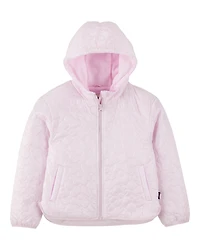 Girls Floral Quilted Midweight Jacket - Pink