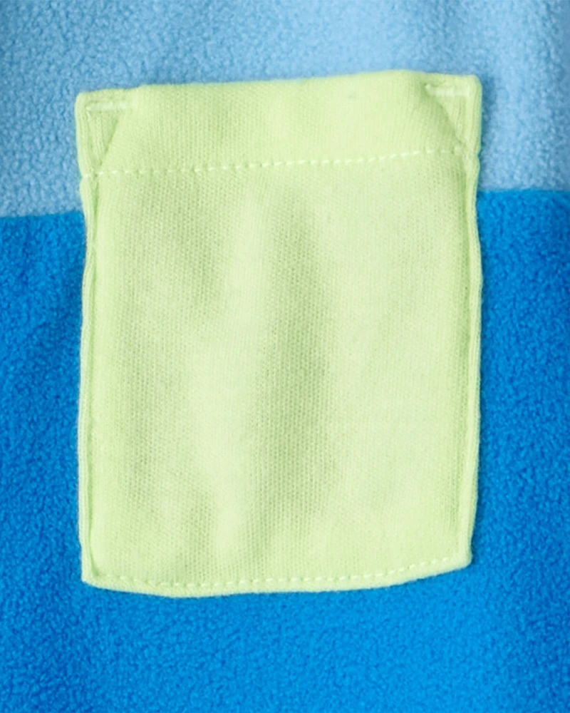 Baby Boy Color Block Fleece Long-Sleeve Jumpsuit - Blue