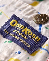 Toddler 2T Vintage Scatter Paint Print Denim Overalls from the OshKosh Archive Release, circa 1990s