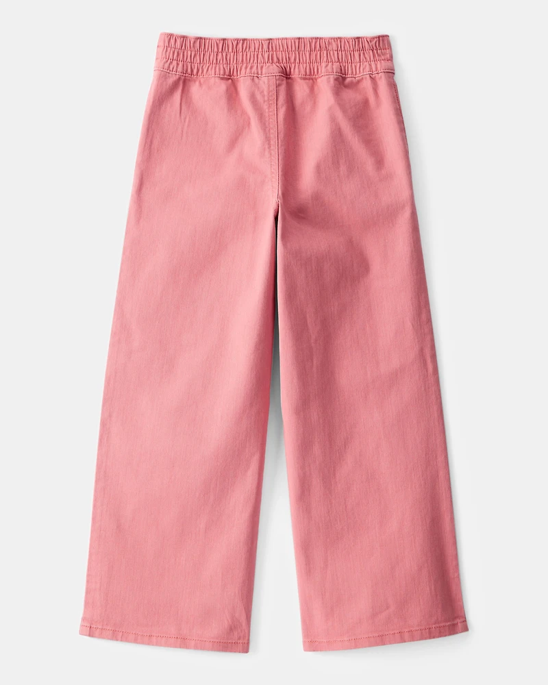 Kid Twill Wide Leg Pants - Pink