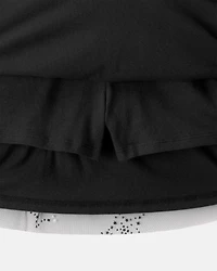 Kid Halloween Metallic Star Tulle Tutu Skort - Black