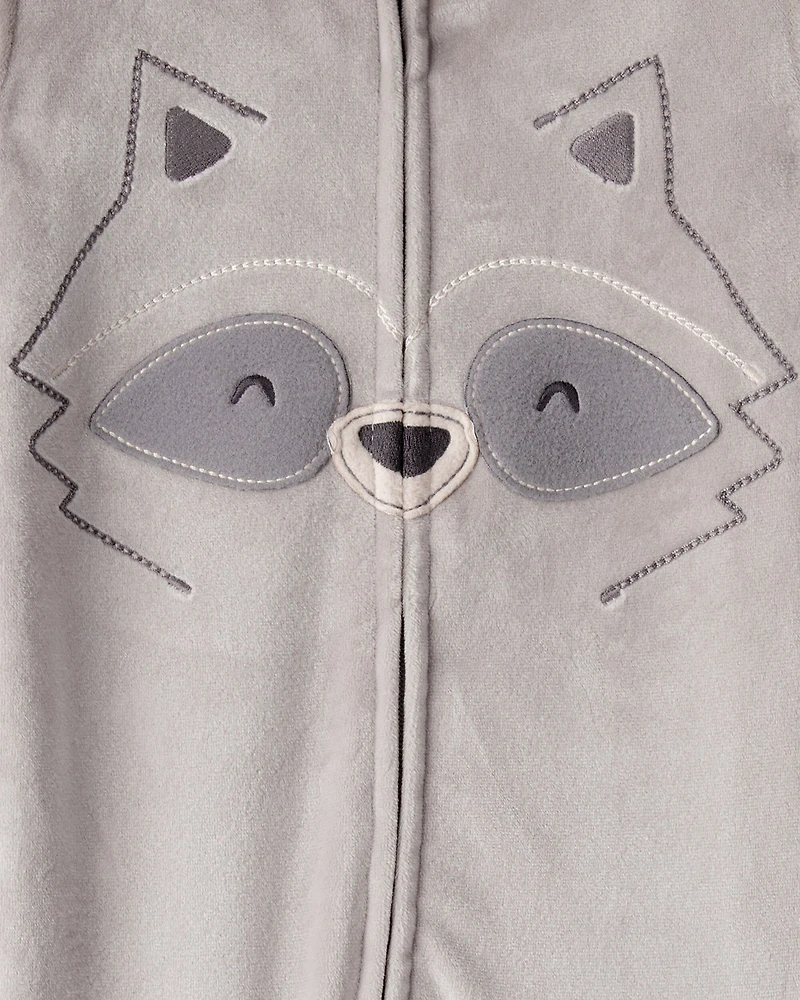 Baby Boy Raccoon DreamPlush Long-Sleeve Snug Fit 1-Piece Pajamas - Grey