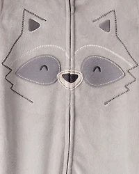 Baby Boy Raccoon DreamPlush Long-Sleeve Snug Fit 1-Piece Pajamas - Grey