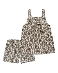 Toddler 2-Piece Crinkle Tank & Play Shorts Set - Brown