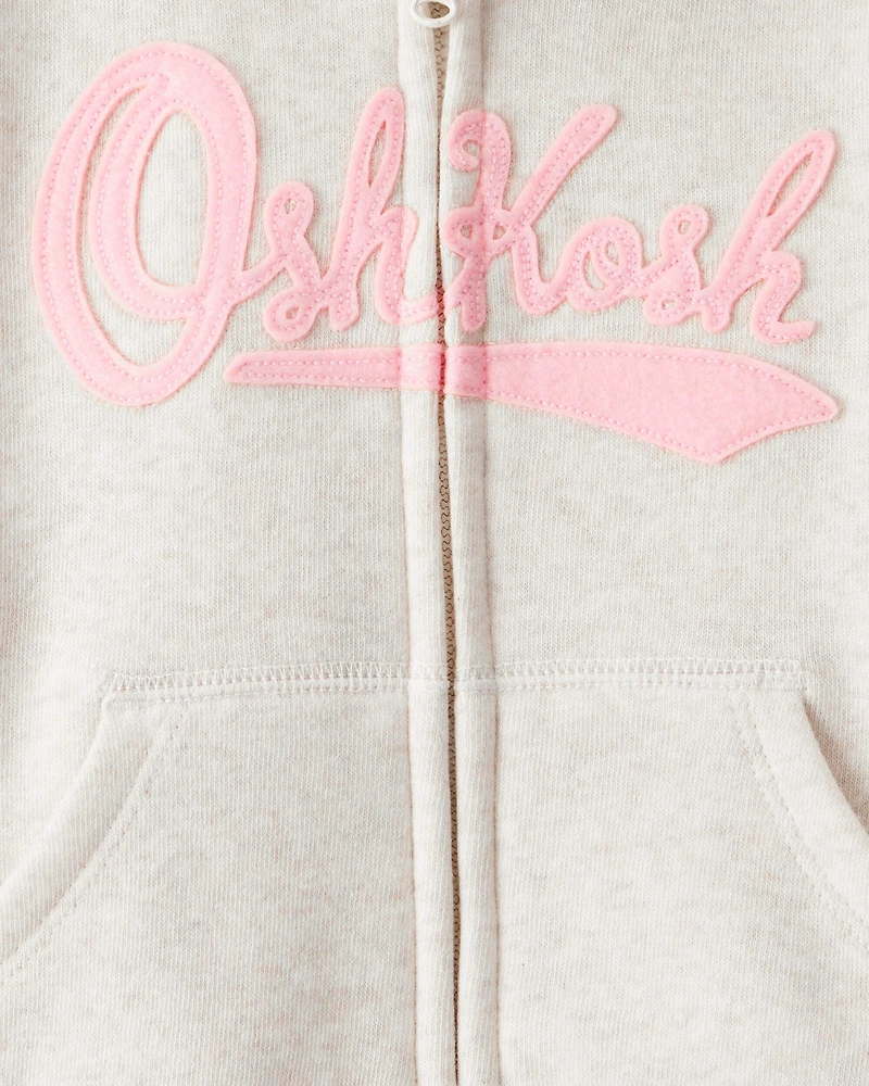 Baby Girl DayDream Fleece Hooded Zip-Up Jacket - Oatmeal
