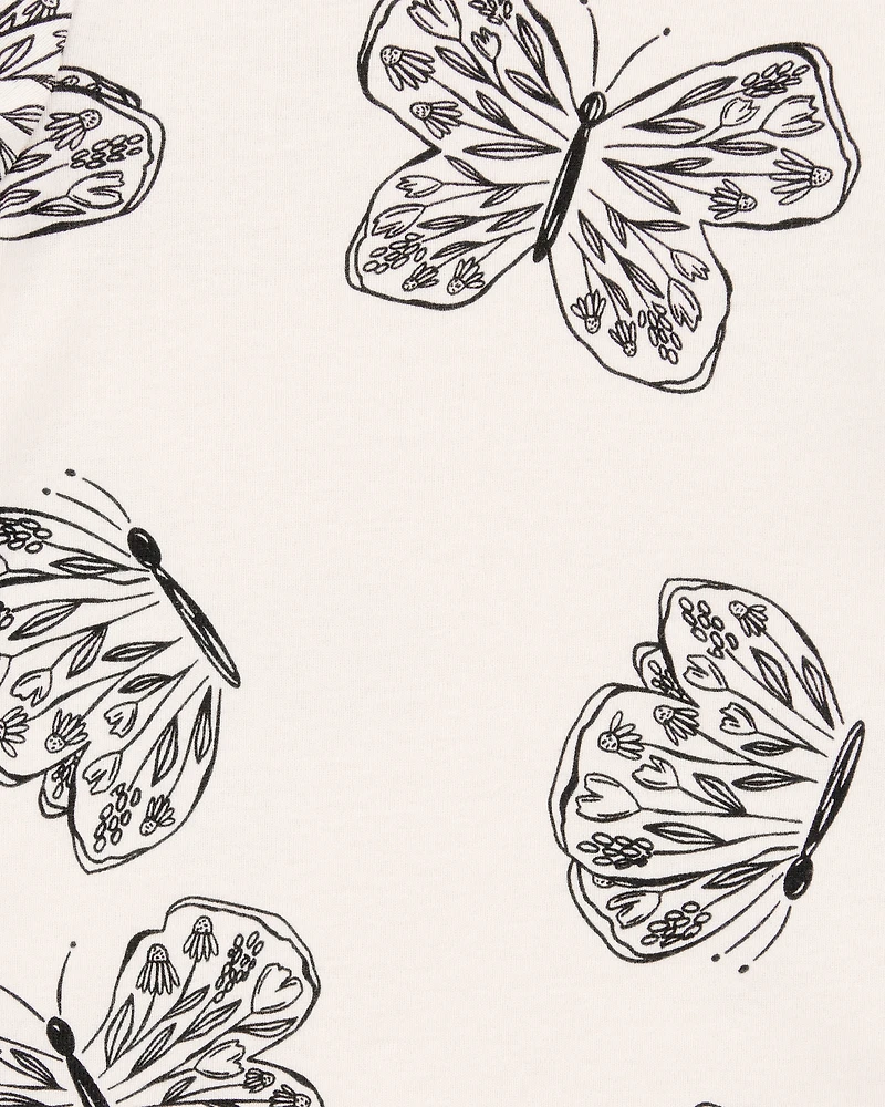 Baby Girl 5-Pack Striped Butterfly Short-Sleeve Cotton Bodysuits