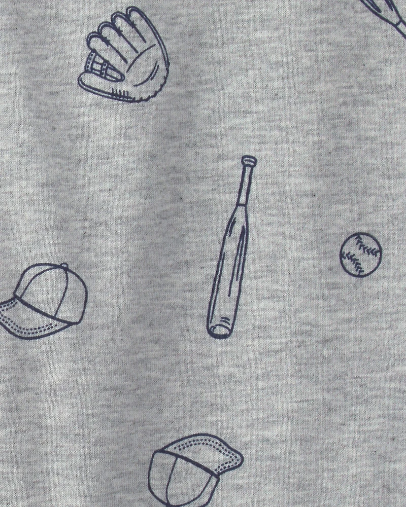 Baby Boy 2-Piece Baseball Sleeveless Bodysuit & Short Set - Grey