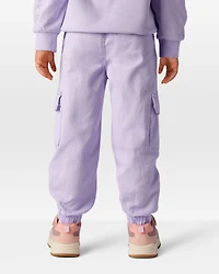 Toddler Girl Cotton Cargo Joggers - Purple