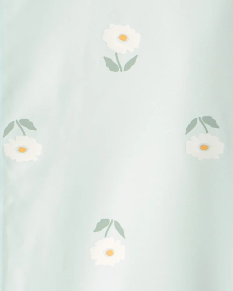 Girls Flowers Rain Jacket-Blue