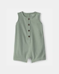 Baby Boy Solid Sleeveless Romper - Green