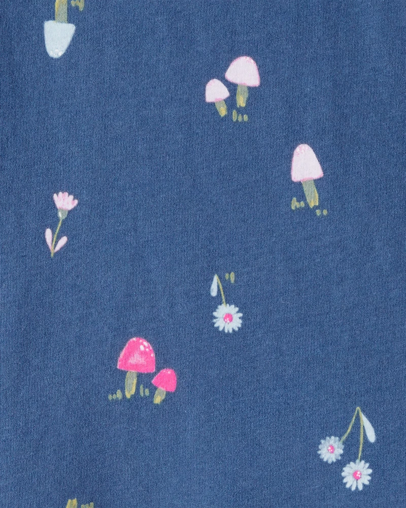 Toddler Girl Floral Cotton Long-Sleeve Top - Blue