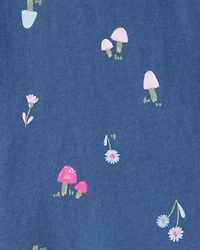 Toddler Girl Floral Cotton Long-Sleeve Top - Blue