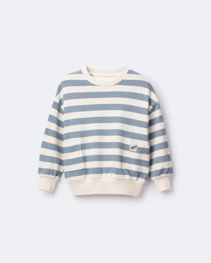 Toddler Striped Otter Sweatshirt™ with Pockets - Blue/Cream