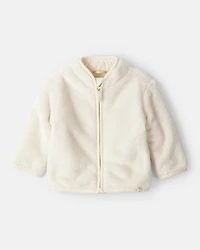 Baby Girl Sherpa Zip-Up Jacket - Ivory