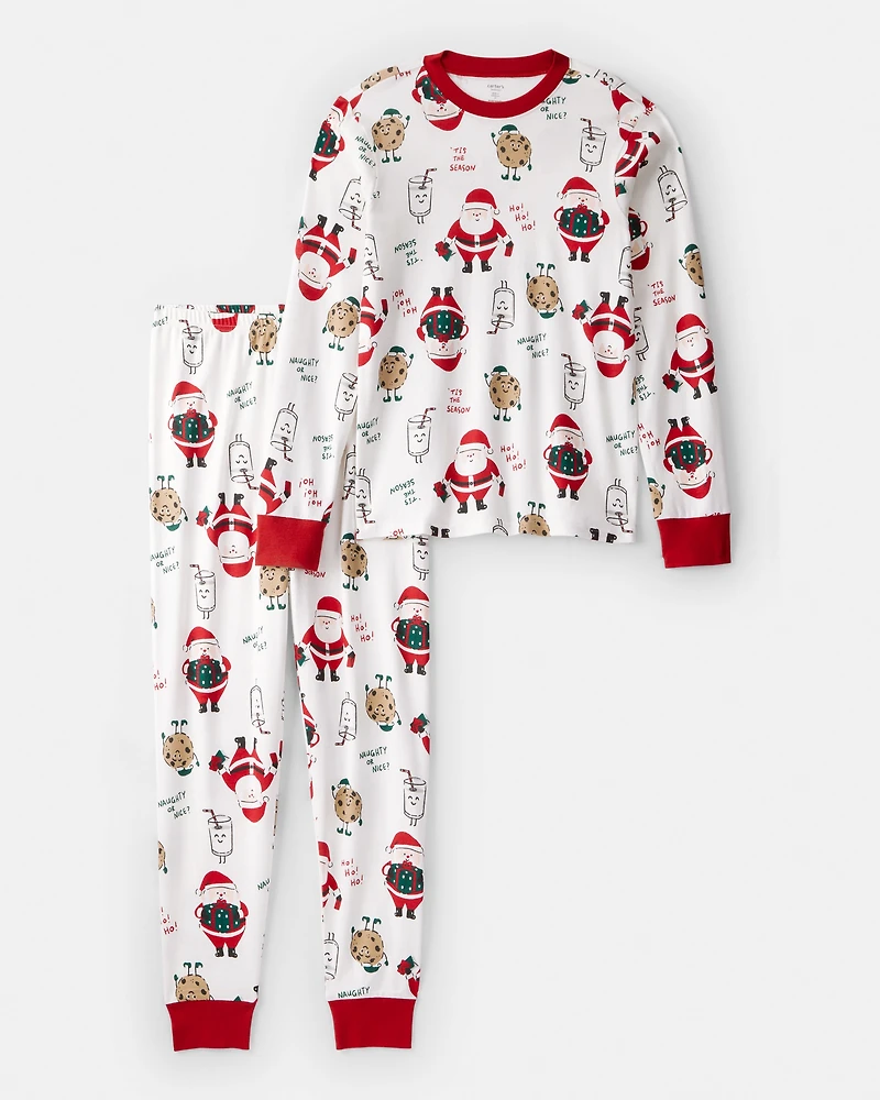 Adult Santa Milk & Cookies 100% Cotton Long-Sleeve Snug Fit - White