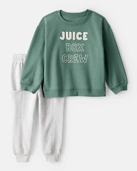 Toddler Boy DayDream Fleece Juice Box Crew Long-Sleeve Tee & Pant Set - Green