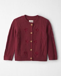 Toddler Girl Organic Cotton Sweater Knit Embroidered Cardigan