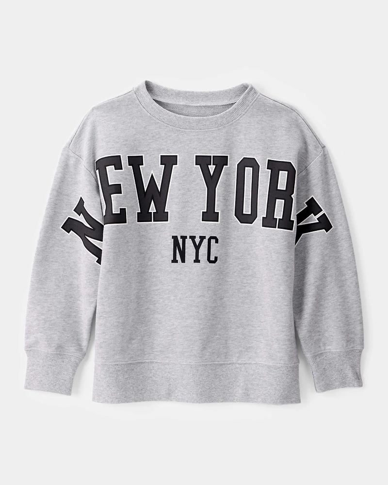 Boys NYC French Terry Pullover Sweatshirt - Grey