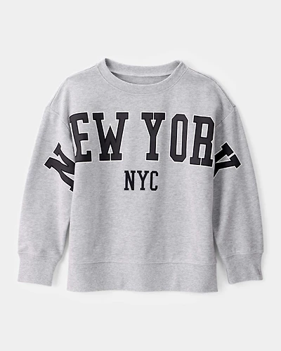 Boys NYC French Terry Pullover Sweatshirt - Grey
