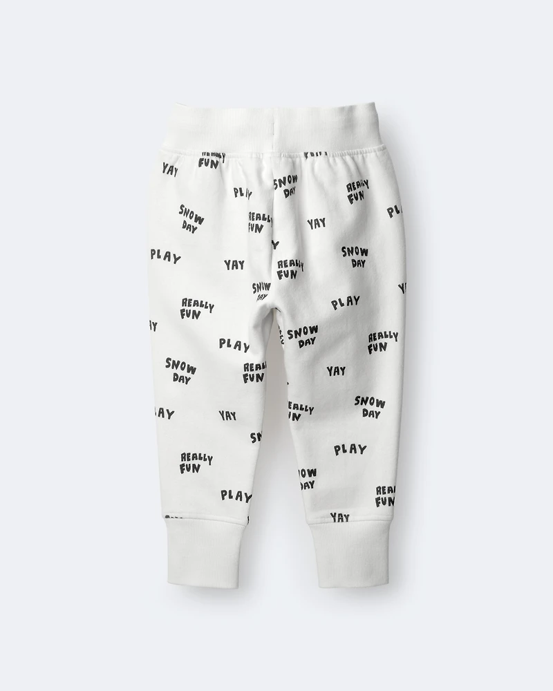 Toddler City Park™ Jogger Pant Snow Day Print - Cream