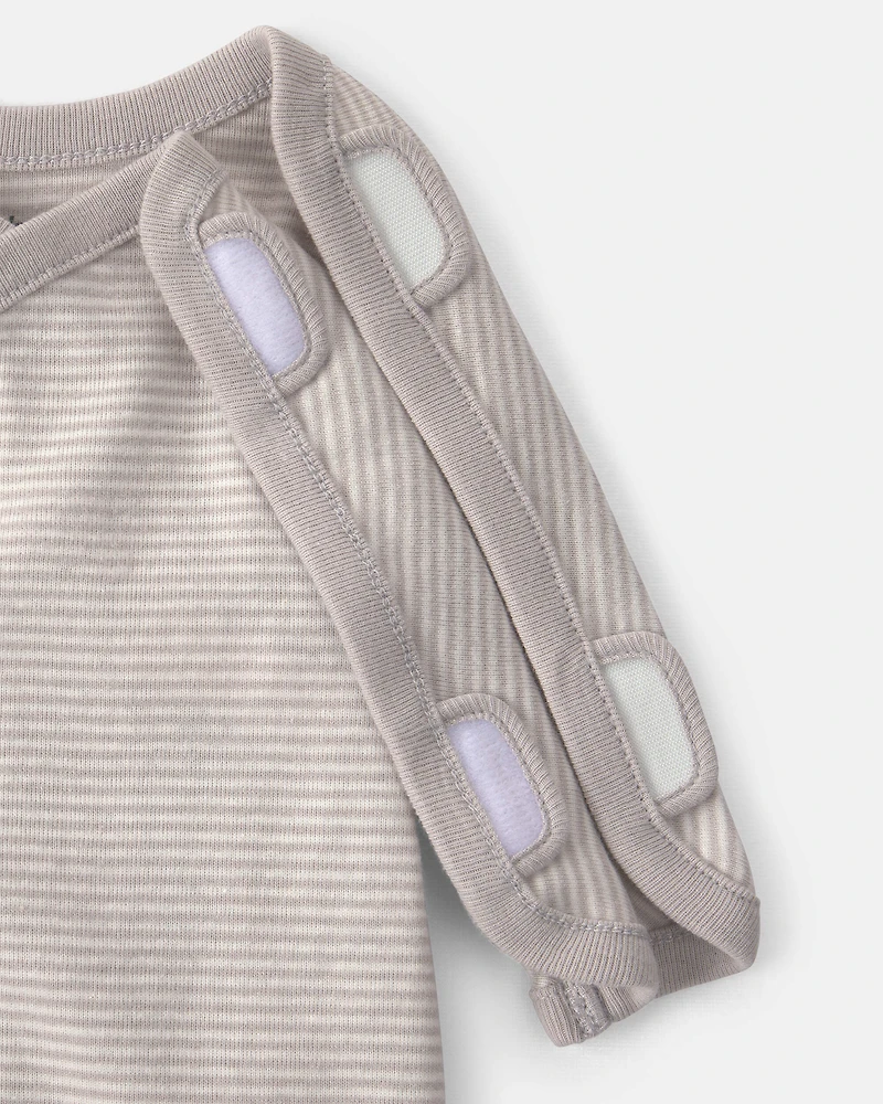 Baby Striped 100% Cotton Sleeper - Grey