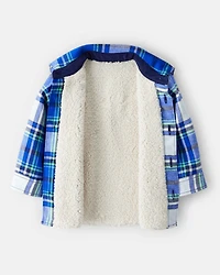Baby Boy Plaid Shera Lined Fashion Jacket - Blue